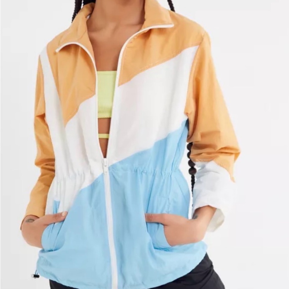 Urban Outfitters UO‎ Austen Colorblock Windbreaker Jacket Full Zip Size Small S